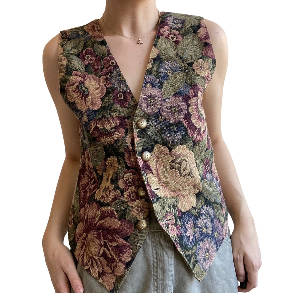 Vintage tapestry print vest